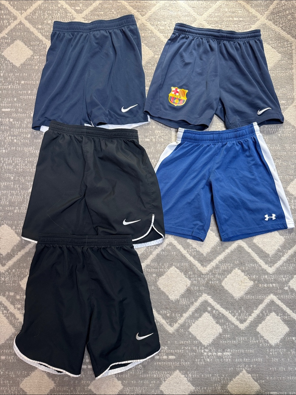 Nike & Under Armour Kids Athletic Shorts Pack - 5 pair Youth Small